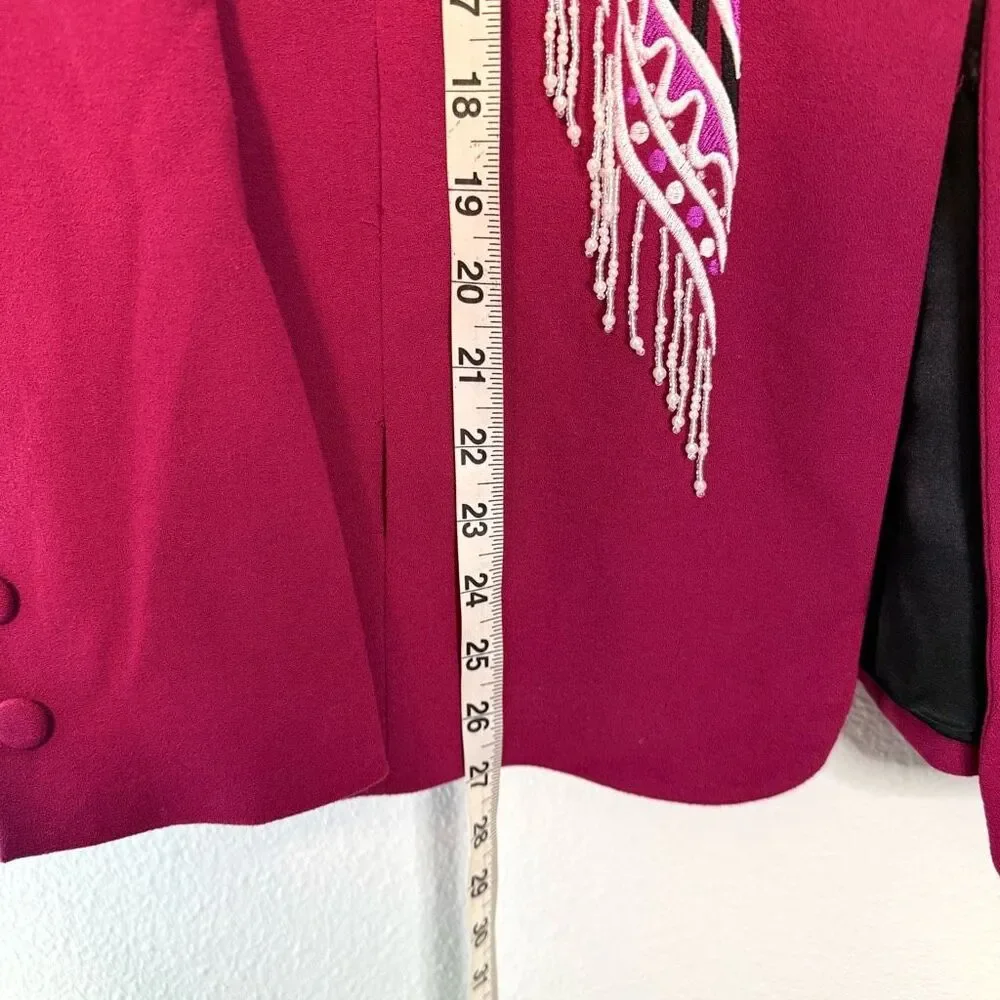 Bob Mackie Wearable Art Fuschia Beaded Blazer Size Medium - Picture 11 of 14